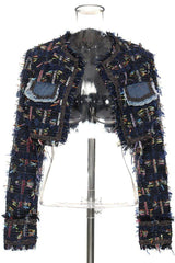 Denim stitching removable two-piece denim jacket