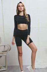 Black Reflective Strip Set Moisture Yoga Set