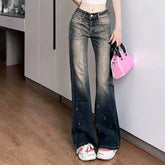 Original Spicy Girl Style Low Waisted Contrast Wash Jeans