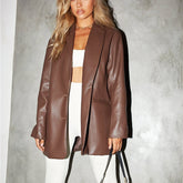 PU Faux Leather Blazers