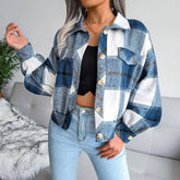 Plaid Vintage Pockets Oversized Jacket