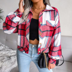 Plaid Vintage Pockets Oversized Jacket