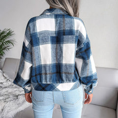 Plaid Vintage Pockets Oversized Jacket