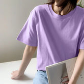 Stylish Purple Short Sleeve Couple Tee