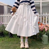 Summer Kawaii Bow High Waist A Line Midi Skirt