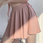 Summer Pink Pleated Ice Silk A Line Skirt