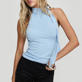 Mock Neck Tie-Up Tank Top - Summer Essential