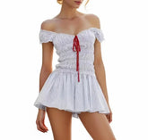 Blue N White Striped Ruched Mini Dress