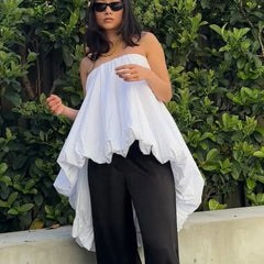 Strapless Elastic Puff Top