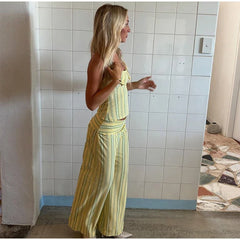 Stripe Tube Top And Pants Set