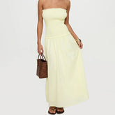 Yellow Smocked Tube Top