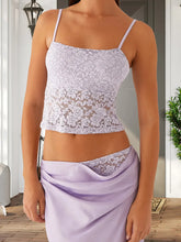 Purple Lace See-through Strappy Top