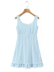 Blue Plaid Tank Mini Dress