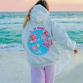 Grey Flower Letter Embroidery Hoodie