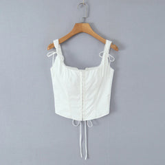 White Tie Up Hook Corset Top