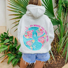 Grey Flower Letter Embroidery Hoodie