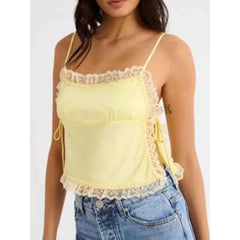 Lace Trim Satin Cami Top - Summer Lux
