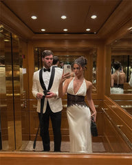 Lace Patchwork Halter Satin Maxi Dress