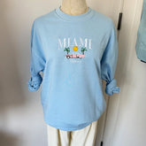 Blue Miami Florida Automobile Embroidered Sweatshirt