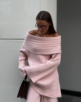 Off-Shoulder Long Sleeve Knitted Top