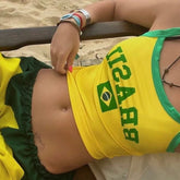 Brazil Print Cami Flag Crop Top