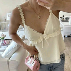 Frill Strap V-neck Top