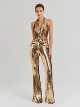 Gold Sequin Halter Jumpsuit