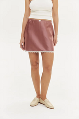 Satin Bow Lace Mini Skirt - Streetwear Slim Fit