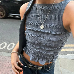Elastic Ruched Vest Tank Top