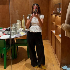 Ruched Short Sleeve Tie Up Top