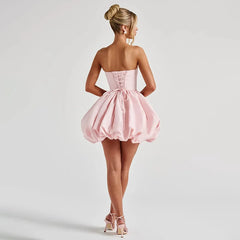 Strapless Bow Puff Mini Dress �Ball Gown Style
