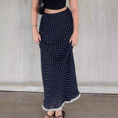 Polka Dot Lace Maxi Skirt