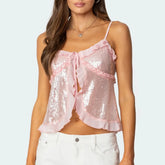 Sequin Ruffles Cami Top