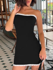 Black Trim Bodycon Mini Dress