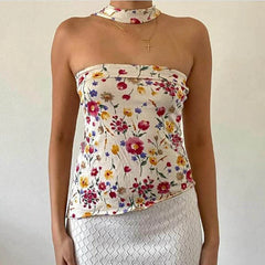 Floral Print Bandeau Scarf Top
