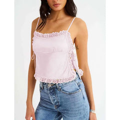 Lace Trim Satin Cami Top - Summer Lux