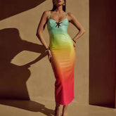 Ombre Sequin Strap Midi Dress