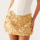 Gold Sequin Beaded Mini Skirt - Vintage A-Line