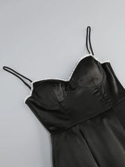 Satin Tulle Frill Strap Mini Dress