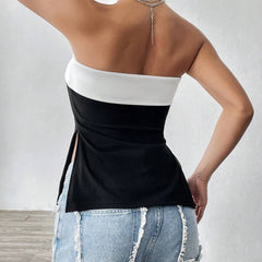 Contrast Black Tube Top