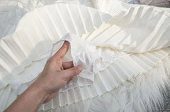 White Pleated Embroidered Bow Mini Skirt