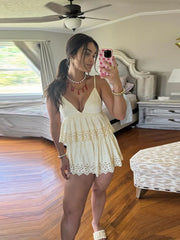 Yellow V-neck Sling Top And Mini Skirt Set