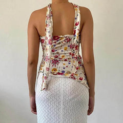 Floral Print Bandeau Scarf Top