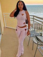 Heart Cut Outs Tank Top And Pants Set