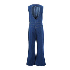 Day Dreaming Denim Heart Backless Jumpsuit