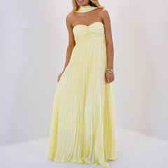 Multi-Color Strapless Maxi Dress - Empire Waist Beach Style