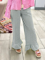 Plaid Ruffles Pants