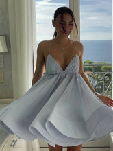 Spaghetti Strap V-neck Flowy A-Line Mini Dress