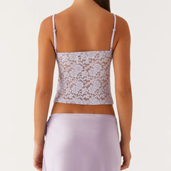 Purple Lace See-through Strappy Top