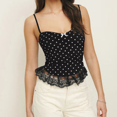 Polka Dot Print Ruffles Cami Top - High Street Style